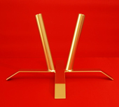 Flagpole Stand Base Indoor Twin Flagpole Holder - Steel Gold